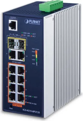 Immagine prodotto di Planet Technology Corp. IGS-4215-8P2T2S PLANET Industrial 8-Port 10/100/1000T 802.3at PoE + 2-Port