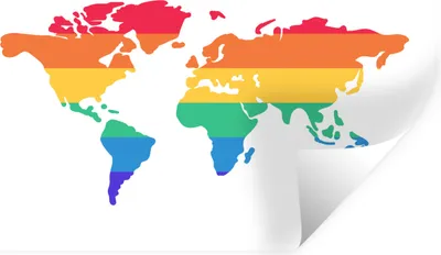 Produktbild von MuchoWow® Wandtattoo Wandsticker Wandaufkleber Weltkarte - Stolzflagge - Regenbogen 30x20 cm Selbstklebend und Repositionierbar - Wierderverwendbar - Selbstklebend