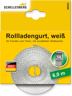 Produktbild von Schellenberg Rollladengurt Mini 14 mm breit, 6 m lang, weiß, 46003