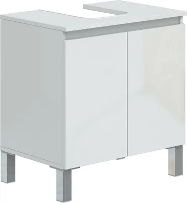 Immagine prodotto di Dmora Mobile Sottolavabo Jerome 40x60x63.5h cm Bianco Lucido, 2 Ante Apertura Battente