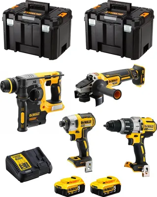Immagine prodotto di DeWALT Kit DWK401 (DCD996 + DCH273 + DCG405 + DCF887 + 2 x 5,0 Ah + DCB115 + 2 x TSTAK VI)