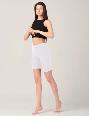 Produktbild von OCERA Basic Damen Leggings Kurz (Radler) aus atmungsaktiver Viskose Größen S - 2XL (36-54) - Weiß, 48-50