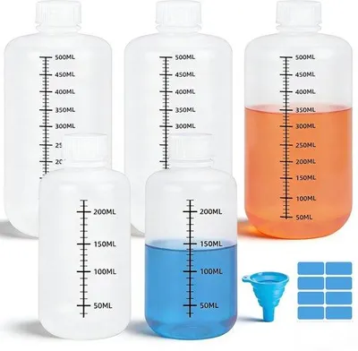Productafbeelding van Laboratoriumfles 500 ml - 5 Stuks - Lekvrij - Doorschijnend - PP-Fles - Met Schaalverdeling - Reagensfles