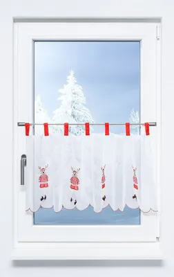 Produktbild von Scheibengardine von LYSEL® - Weihnachtswichtel  (Bx H) 120cm * 45cm rot/rot