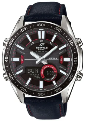 Produktbild von Casio Edifice Digital-Analog Herrenuhr Lederarmband schwarz EFV-C100L-1AVEF