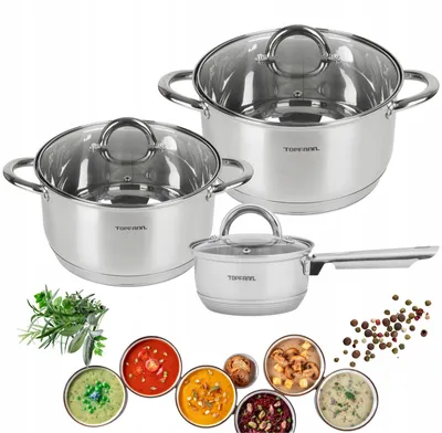 Produktbild von Topfann Induktion Kochtopf-Set 6-teilig Edelstahl Groß