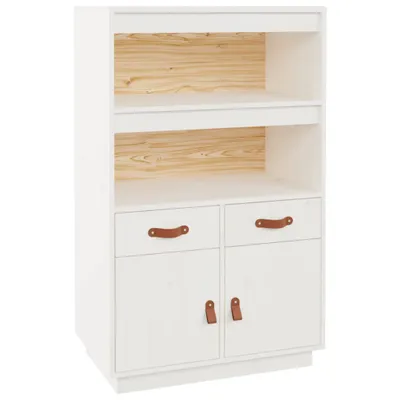 Produktbild von Highboard Weiß 67x40x108,5 cm Massivholz Kiefer