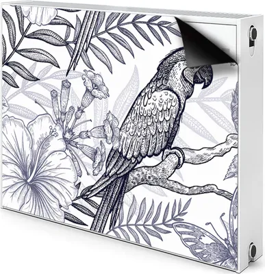 Produktbild von Magnet Heizkörper-Abdeckung Verkleidung Abdeckung Heizkörperabdeckung 80x60 cm  - Skizziert, Papagei
