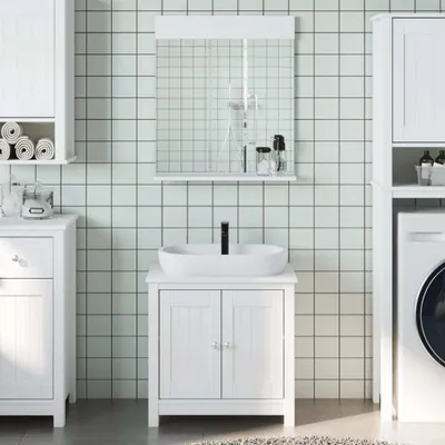 Produktbild von The Living Store 2-tlg. Badmöbel-Set BERG Weiß Massivholz Kiefer