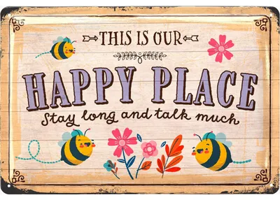 Produktbild von LANOLU Retro Blechschild Garten - This is our Happy Place - Garten Schilder für draußen, Schilder für den Garten 20x30cm