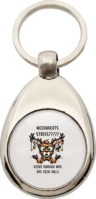 Produktbild von Huuraa Schlüsselanhänger Weihnachtsstress Rentier Metall Schlüsselring Einkaufswagenchip Geschenkidee
