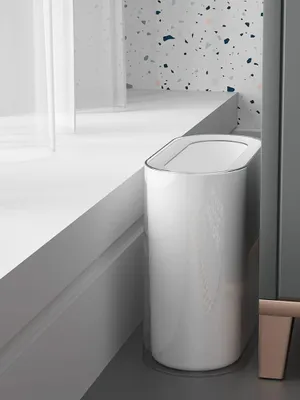 Image de Poubelle de 12 litres (3,2 gallons), rectangulaire, en plastique, de couleur blanche, pour bureau