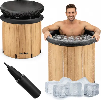 Produktbild von Kedica® Eisbadewanne, Eisbad, Eistonne, Eiswanne - 80 cm - 350 L - Faltbar - Tragbar - Sitzkissen - Pomp - Kryotherapie