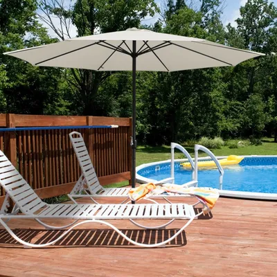 Produktbild von Fiqops Sonnenschirm Ø300cm, Gartenschirm, ohne knickbar, Schirmtuch mit PA-Beschichtung, UV-Schutz bis UPF 50+, ohne Ständer, Beige
