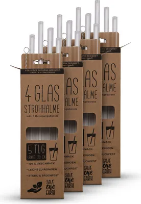 Image de Pailles en verre - 5pcs. Set de 10 ( 40 pailles, 10 brosses de nettoyage )
