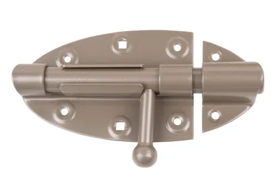 Produktbild von Alberts DURAVIS® Bolzenriegel | mit rundem Griff | perlbeige duplexbeschichtet RAL 1035 | Platte 112 x 72 | Bolzen-Ø 16 mm