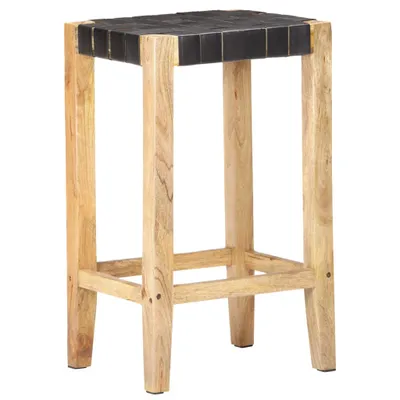 Zdjęcie produktu dla Stołki Barowe, 2 Szt., Czarne, Skóra Naturalna , 75 Cm Lumarko!
