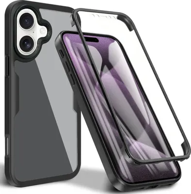Image de Coque pour iPhone 16 Plus, protection complète à 360° avec protecteur d'écran intégré noir