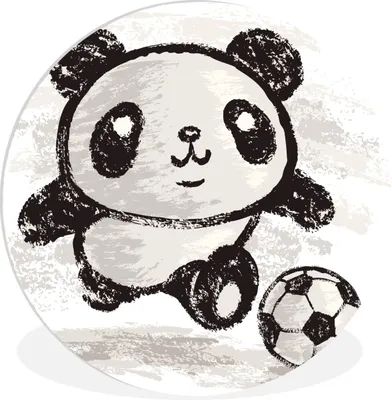 Produktbild von MuchoWow® Rundes Wandbild - Runde Bilder Panda - Fußball - Schwarz - Weiß Ø 30 cm Kreis Wanddekoration Kunststoff - Wandkreis - Wandschmuck - Schlafzimmer - Bilder - Der Kreis - Kunst für die Wohnung - Plastik - Kunstdruck - Wandbild