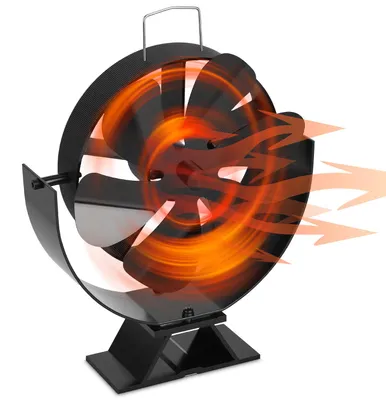 Produktbild von Peviasot Kaminofen Ventilator 6 Flügel mit verstellbarem Neigungswinkel, Aluminium, Schwarz