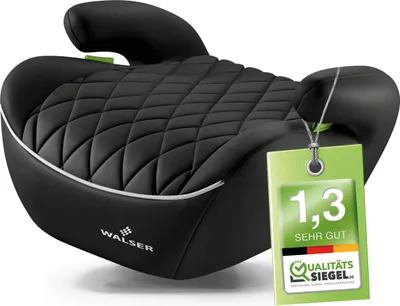 Immagine prodotto di WALSER Premium - Rialzo per auto per bambini, vincitore del premio di qualità "Ottimo"*; seggiolino auto i-Size stretto per bambini di circa 6-12 anni (125-150 cm), comodo rialzo per auto (Booster Seat) conforme alla più recente norma ECE R 129, nero
