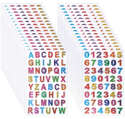 Glitzer-Buchstabenaufkleber, 1440 Stück, bunt, 30 Blatt