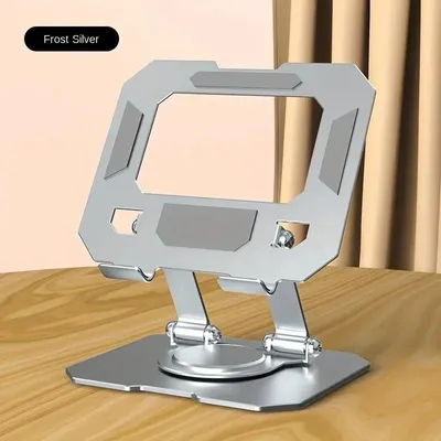 Immagine prodotto di Supporto per tablet - Supporto da tavolo regolabile a 360° - Rotante e pieghevole - Supporto per smartphone e iPad - Argento