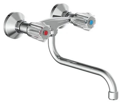 Produktbild von SCHÜTTE Küchenarmatur BRILLANT, schwenkbarer Wasserhahn Küche für Wandmontage, Spültischarmatur in Chrom