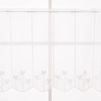 Produktbild von Scheibengardinen Stoff Meterware nähfrei Stickerei weiß Höhe 60cm