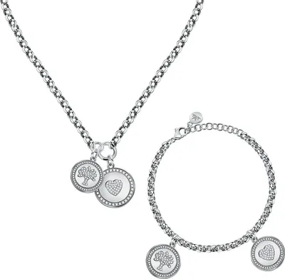 Image de Ensemble de bijoux fantaisie en acier Love S0R31 (collier + bracelet)