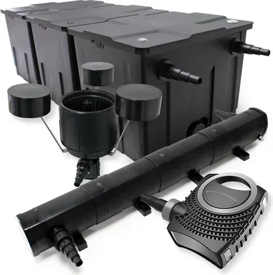 Image de Wiltec Kit complet: CBF-350C Filtre de bassin jusqu'à 90000 L Biologique, NEO10000 pompe de filtration 10000l/h 80W, CUV-272 lampe uv UVC Clarificateur avec 72W, CSP-250 Écumeur 2500l/h 45W