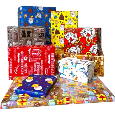 Image de Sinterklaas - Papier d'emballage papier cadeau assortiment - 300 x 70 cm - 7 rouleaux