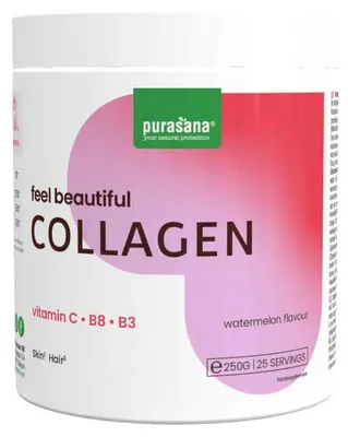 KOLAGEN O SMAKU ARBUZOWYM FEEL BEAUTIFUL BEZGLUTENOWY 250 g - PURASANA