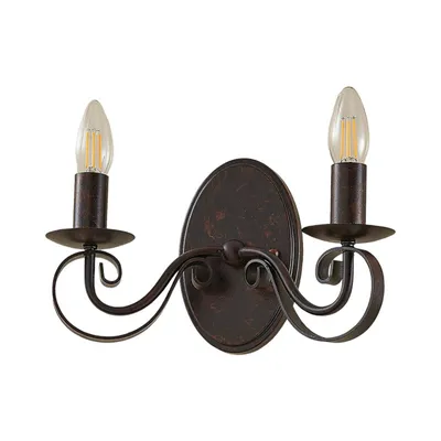 Produktbild von Lucande Wandlampe Caleb, 2-flammig, rostfarben, Metall, E14