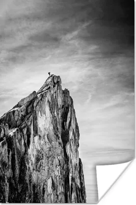 Produktbild von MuchoWow® Poster Berg - Natur - Klettern - Schwarz und weiß 60x90 cm - Wanddekoration