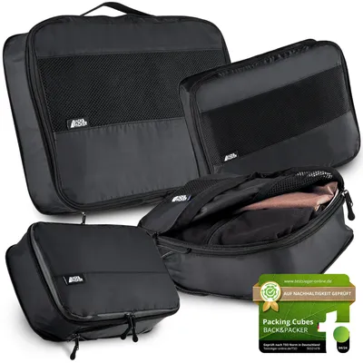 Image de Jeu de cubes de compression, 4 pièces, légers, avec sac pour linge humide, pour sacs à dos et valises