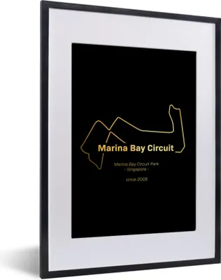 Produktbild von MuchoWow® Gerahmtes Poster Singapur - Formel-1-Rennstrecke 30x40 cm - Poster mit Schwarzem Bilderrahmen Wandposter Rahmen Foto Bilder - Wandposter Schlafzimmer