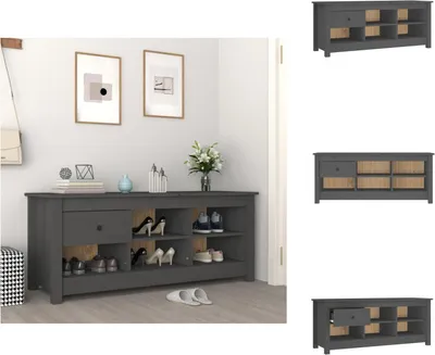 Zdjęcie produktu dla vidaXL Szafka na buty szara 110x38x45,5 cm lite drewno sosnowe - Stojaki i szafki na buty
