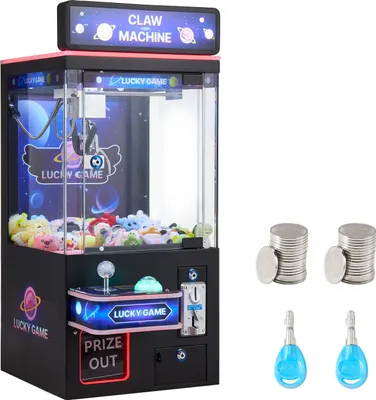 Image de VEVOR Machine à pinces, machine à sous, machine d'arcade de taille moyenne avec lumière et son, griffes en acier réglables, machine à gains, pinces, jouets à vendre, pour home cinéma commercial, noir-violet
