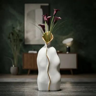 Immagine prodotto di Mauro Ferretti Vaso Uma 16x8x40 cm bianco oro