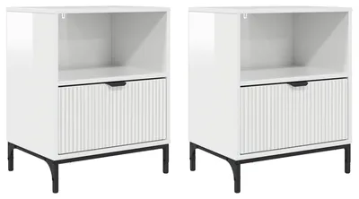 Zdjęcie produktu dla Szafka Nocna 2 szt. Biały na wysoki połysk 49 x 36 x 61 cm