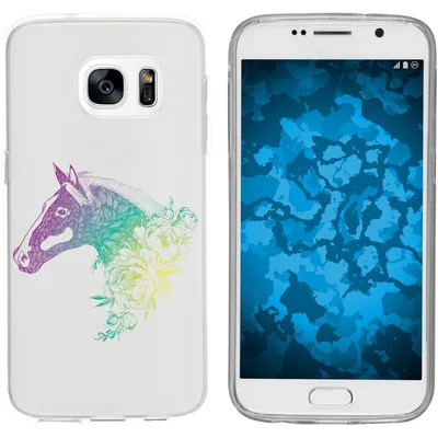 Produktbild von PhoneNatic Case kompatibel mit Samsung Galaxy S7 Silikon-Hülle Floral Pferd M5-4
