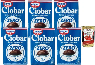 Produktbild von Cameo Ciobar Zero Trinkschokolade ohne Zuckerzusatz, dicker & cremiger Kakao zum Anrühren, 6 x 76 g (24 Beutel à 19 g) italienisches Heißgetränk + Italian Gourmet polpa