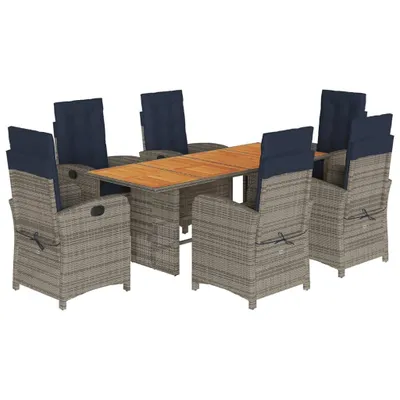 Produktbild von 7-tlg. Garten-Essgruppe mit Kissen Beige Poly Rattan