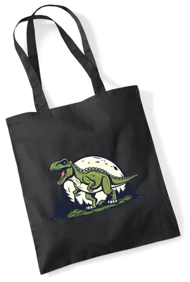 Produktbild von Huuraa Jutebeutel Tyrannosaurus Rex Dinosaurier 10 Liter Black Baumwolle Tasche Geschenkidee