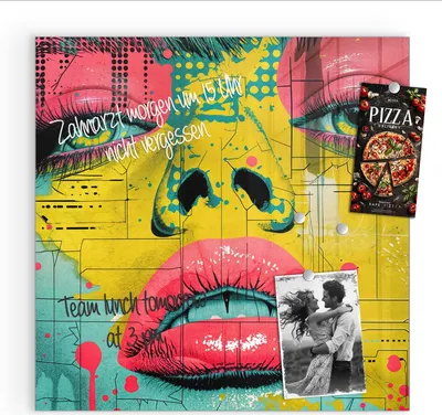 Produktbild von Magnettafel 50x50cm Pinnwand Whiteboard beschreibbar - Portrait Pop Art