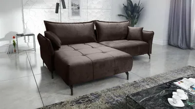 Produktbild von Ecksofa Schlafsofa Sofa VICTORIA Stoff Element Braun Ottomane Links
