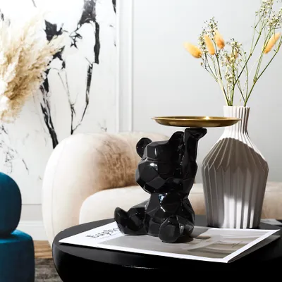 Image de Statue Ourson Vide Poche Noir H12cm