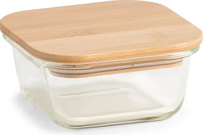 Produktbild von Zeller Vorratsbehälter m. Bambusdeckel, 320 ml, Glas, 11,2 x 11,2 x 5 cm