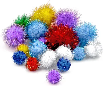 Produktbild von 30 Glitzer Pom Poms 10-25mm bunt basteln